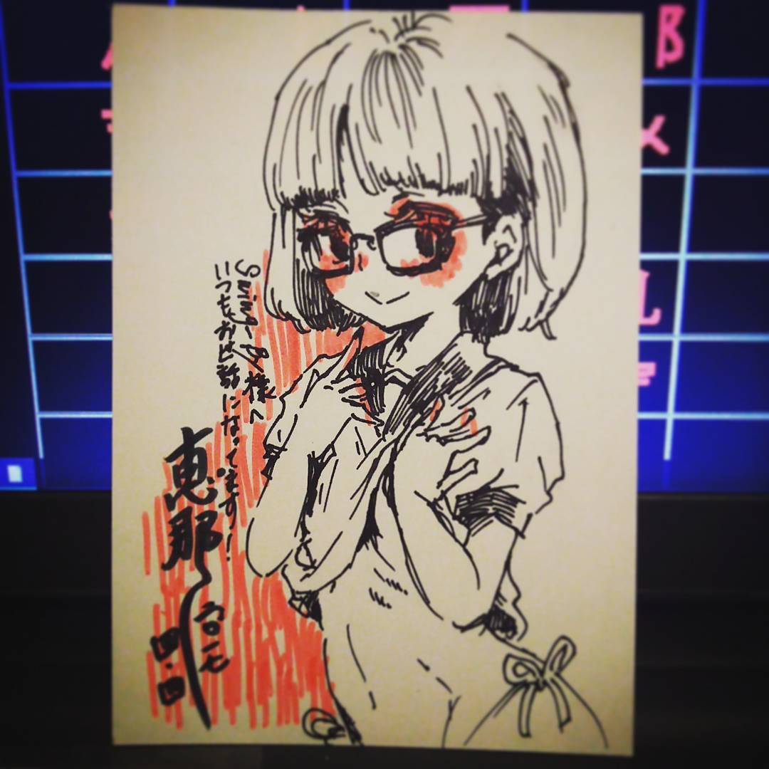 官能絵師、恵那さんもご来店、描いて頂きました！ #otakubar #mangaartist