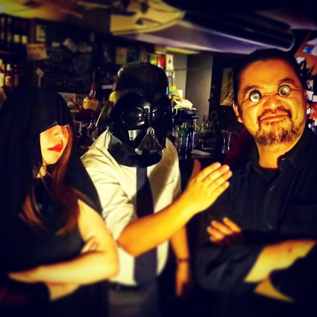 #ハロウイン ナイト、左から魔女、サラリーマン・ベーダー、バトウさん! #コスプレ #Halloween