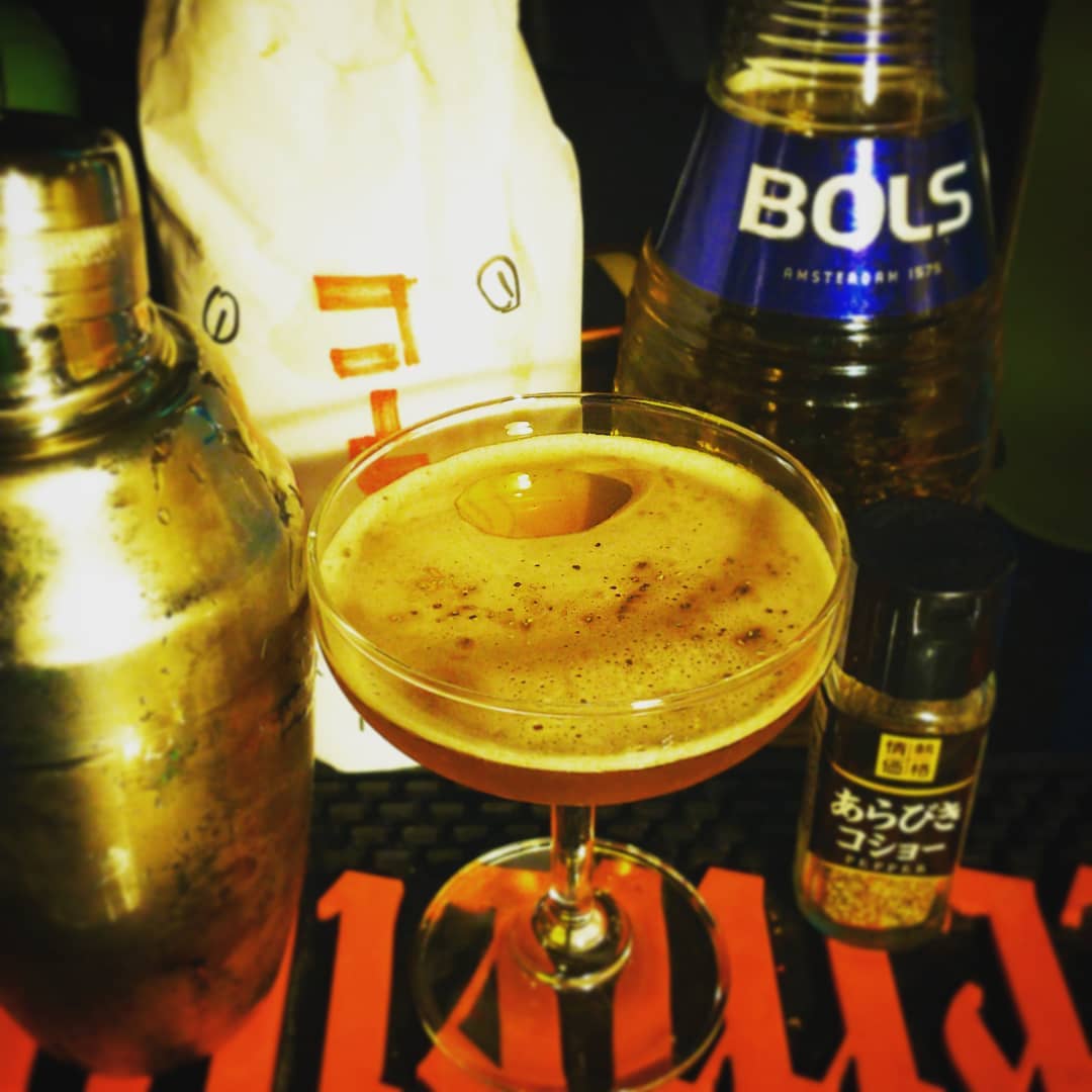 来週末の #DJ-J #イベント #20世紀の電子音楽 用 #オリジナルカクテル、#テリーライリー。#徹夜コンサート なので #コーヒー焼酎 ベース。#オタクバー