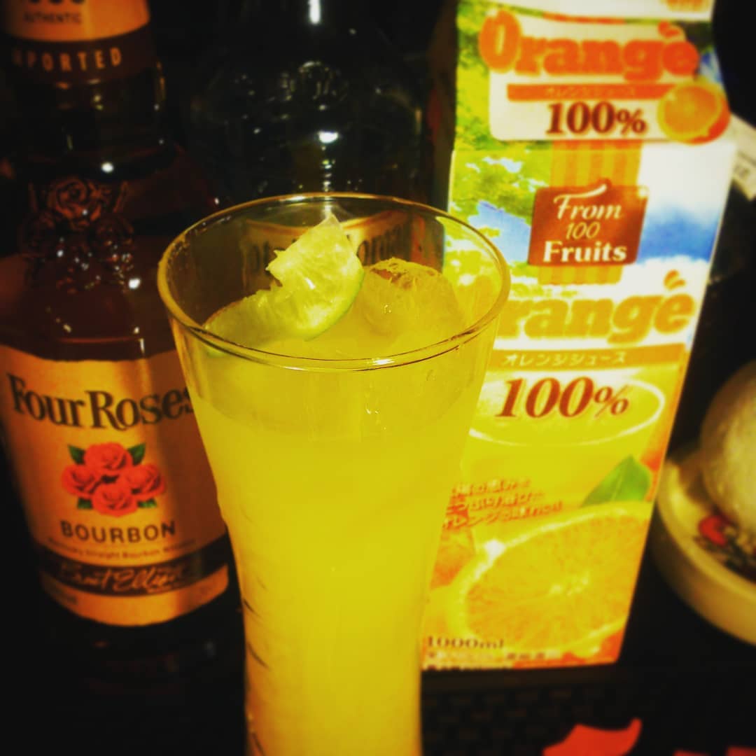 今週末の #USAバンド特集 用 #オリジナルカクテル、#イーグルス。#カリフォルニアオレンジ と #バーボン、#ラム。#オタクバー